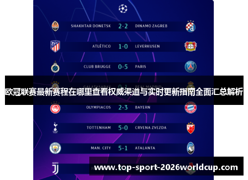 欧冠联赛最新赛程在哪里查看权威渠道与实时更新指南全面汇总解析